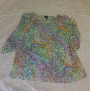 Chaps 🧜‍♀️ off the shoulder top floral chiffon XL